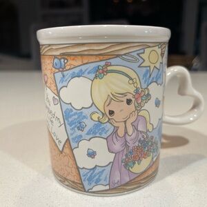 Vintage 1990’s Precious Moments Guardian Angel Heart Handle Mug